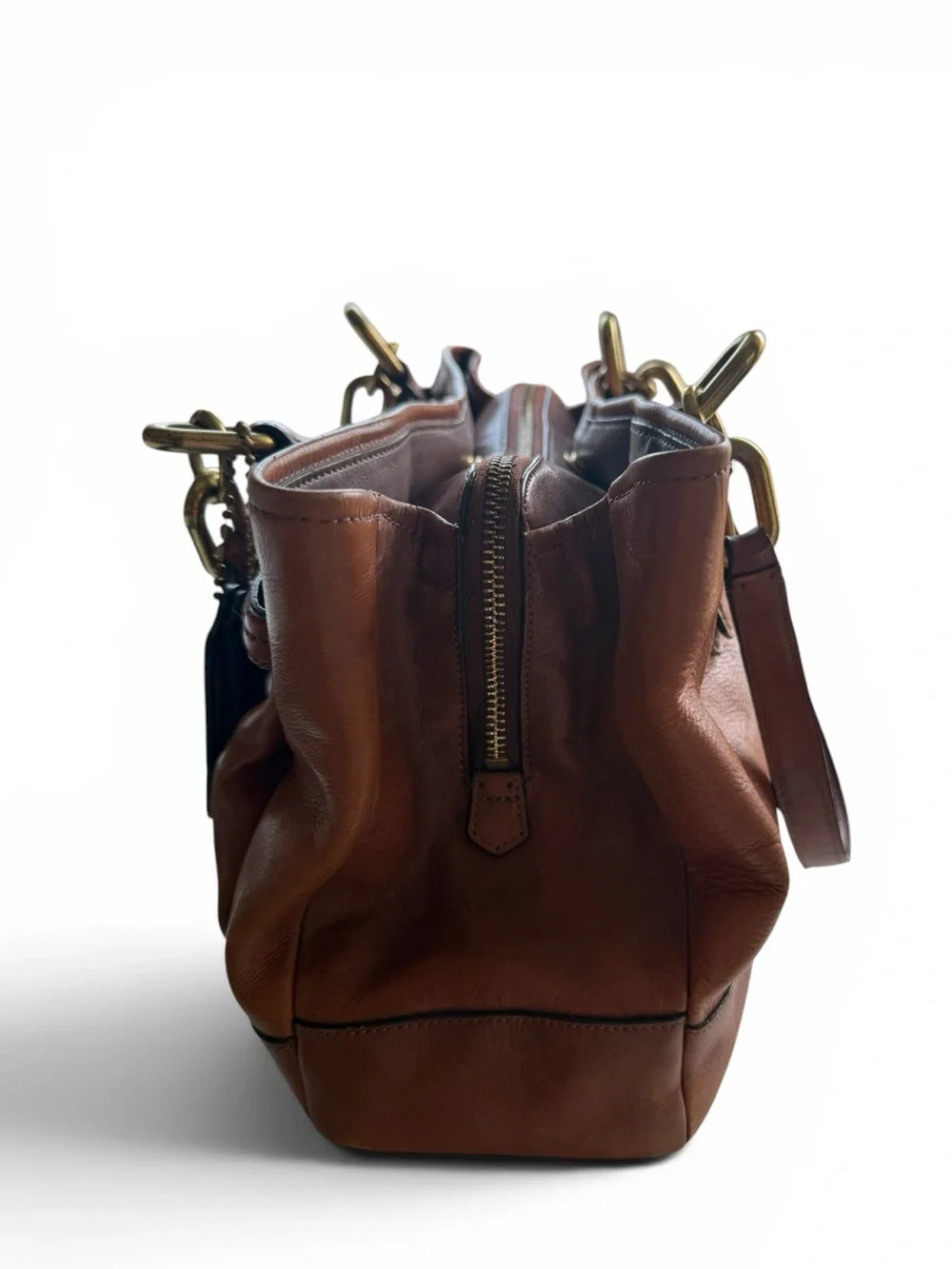 Coach Kristin Leather Tote 17811 Cognac Glove-Tanned Leather Brass Hardware